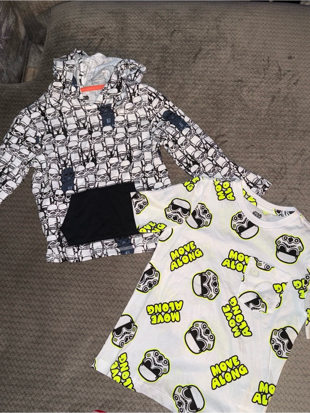 Kids White & Black Graphic Pajama Set with Neon Accents